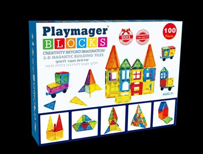 חלקי מגנט להרכבה בתלת מימד, 100 חלקים במזוודה