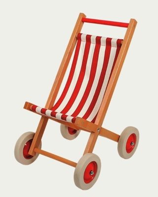 עגלת בובה מעץ משולב בד